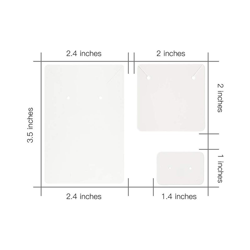 Calculs Jewelry Cards for Necklace and Earrings Display Bracelet Card Holder, Multi-Size Blank Paper Tags for DIY Ear Studs and Necklace | 300 Pcs/Set White - Image 5